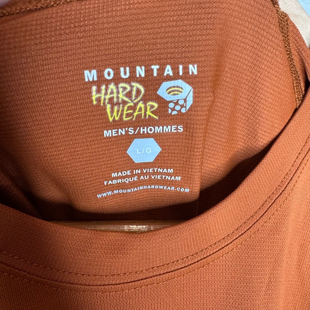 Mountain Hardwear Men’s Performance Short Sleeve Shirt L Burnt Orange Hiking - Picture 3 of 6